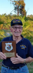 Pete Swiderski with Admiral Dean Axene Award Plaque for 20 years As Historian.JPEG